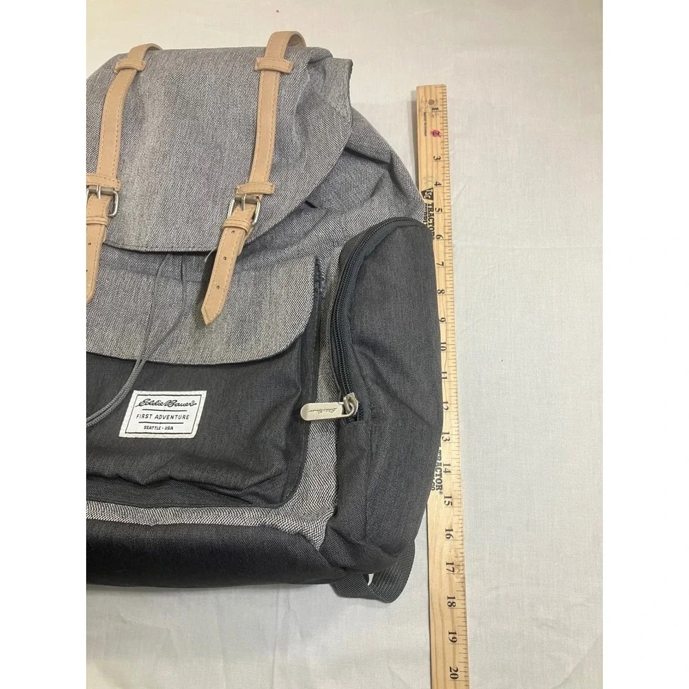Eddie Bauer First Adventure Gray Diaper Backpack Insulated Pocket Heritage Style